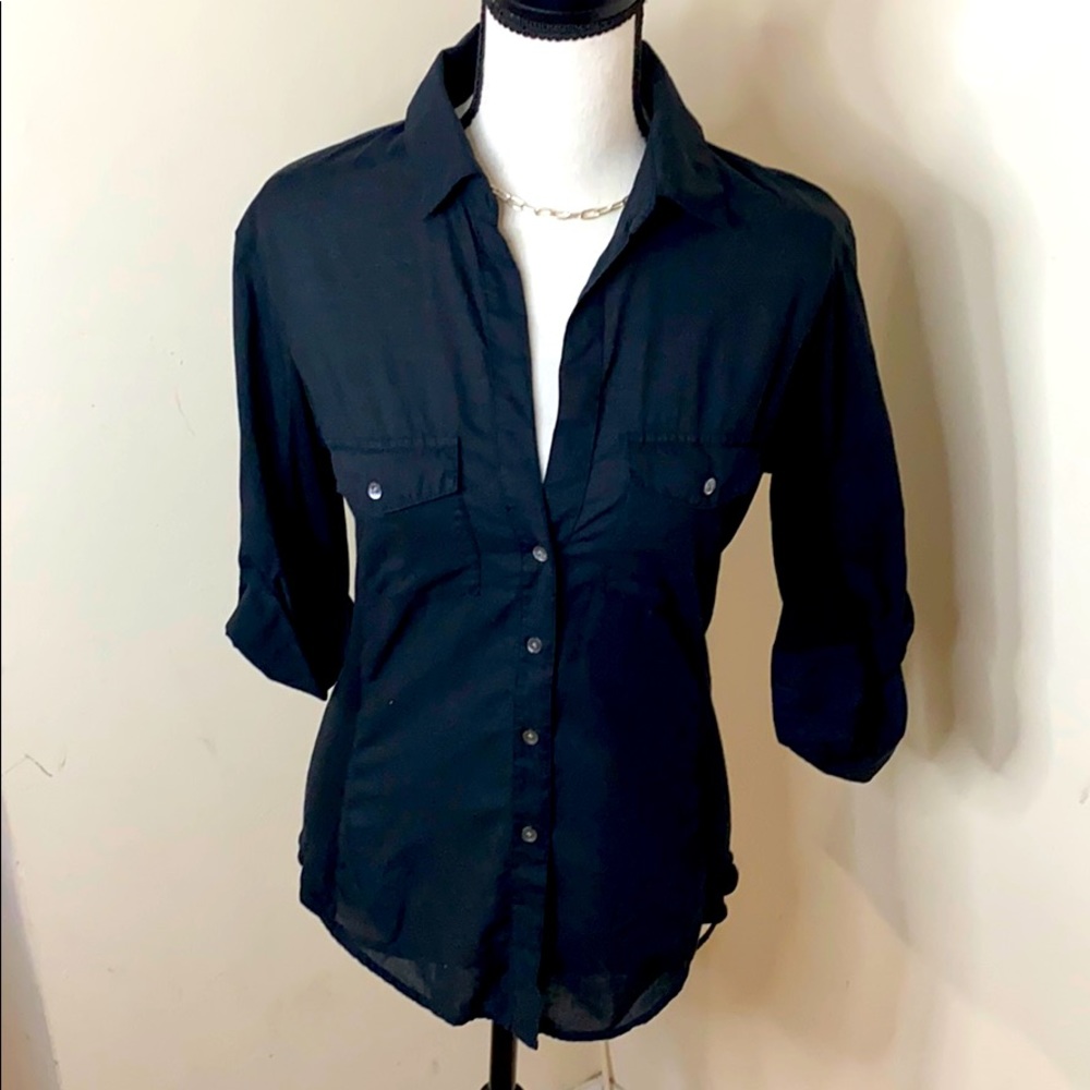 James Perse Sheer Slub Side Panel Shirt size 3 NWT